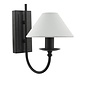 Siran - Black Plug In Wall Light with White Linen Shade