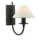 Siran - Black Plug In Wall Light with White Linen Shade