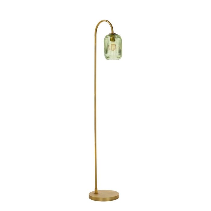 Idra Floor Lamp Aged Bronze and Green Ribbed Glass