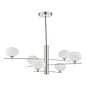 Robin - Scandi Feature 6 Light Pendant - Satin Nickel and Opal Glass