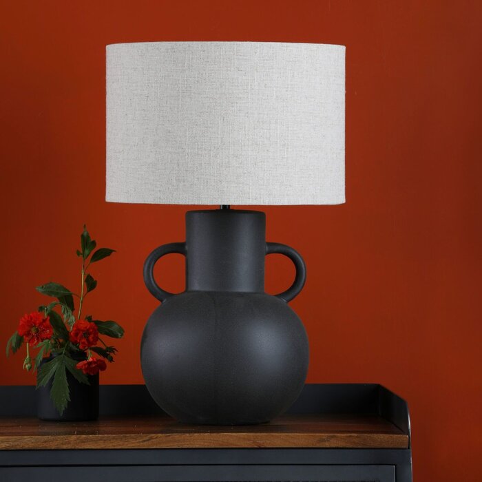 Urn Ceramic Table Lamp Black With Shade