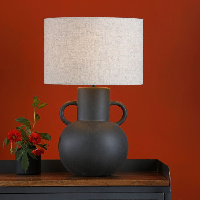 Urn Ceramic Table Lamp Black With Shade