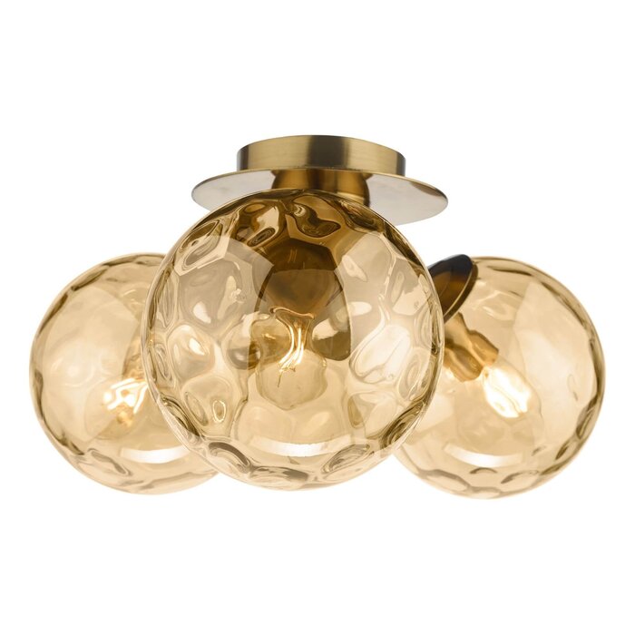 Celia - Low Ceiling Amber Dimpled Glass Ceiling Light