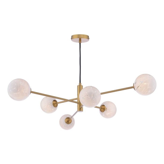 Vignette - 6 Light Modern Sputnik Feature Pendant Chandelier - Aged Brass