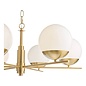 Bomba - 6 Light Mid Century Opal Globe Chandelier Pendant - Natural Brass and Opal Glass