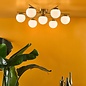 Bomba - Low Ceiling Large Mid Century Ceiling Light - Natural Brass and Opal Glass