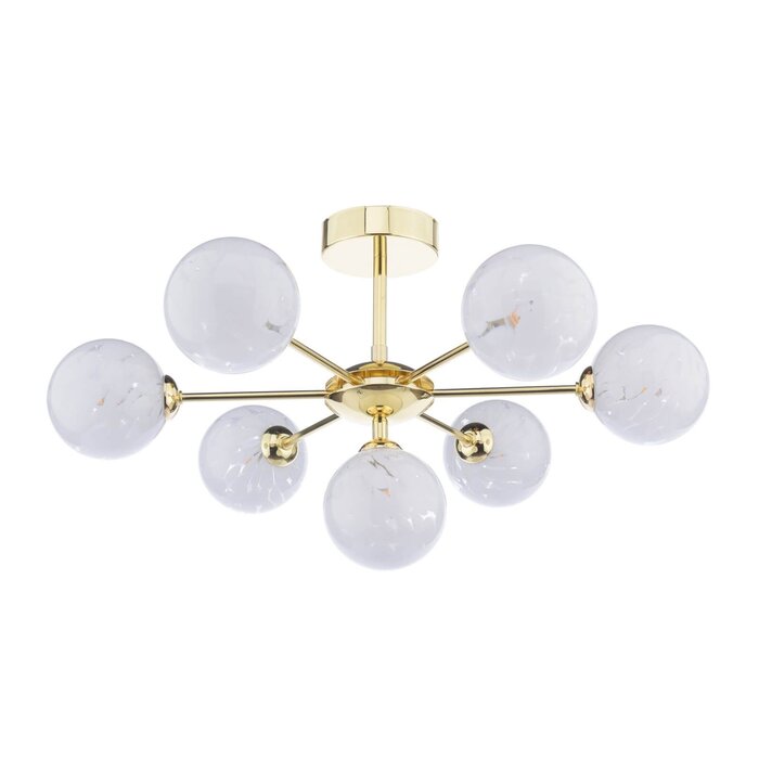 Coen - Semi Flush Sputnik Ceiling Light - Gold & Confetti Glass