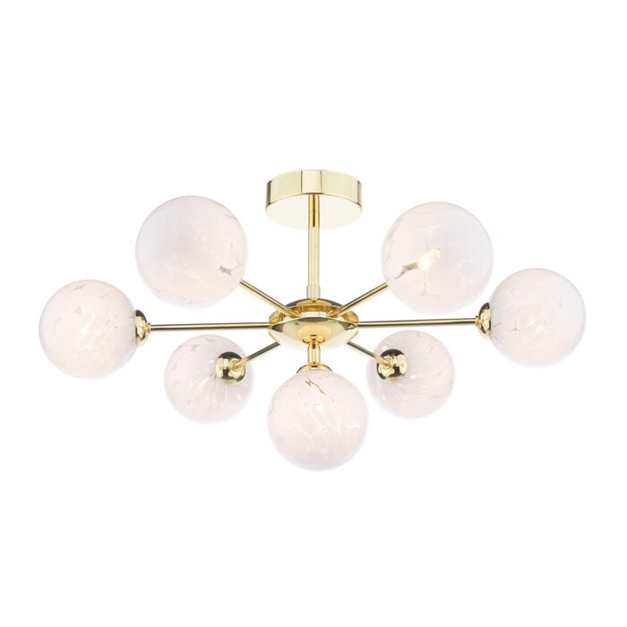 Coen - Semi Flush Sputnik Ceiling Light - Gold & Confetti Glass