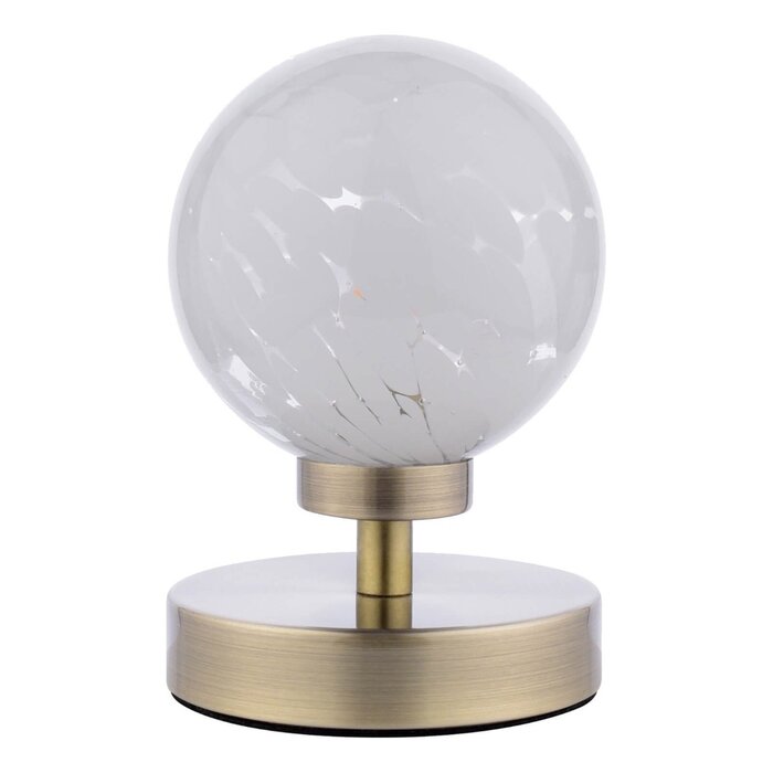 Globe - Touch Table Lamp Antique Brass & Confetti Glass