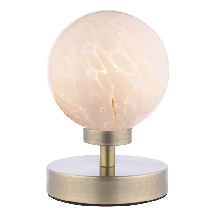 Globe - Touch Table Lamp Antique Brass & Confetti Glass