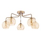 Freya - 5 Light Semi-Flush Antique Bronze & Champagne Dimpled Glass