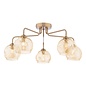 Freya - 5 Light Semi-Flush Antique Bronze & Champagne Dimpled Glass