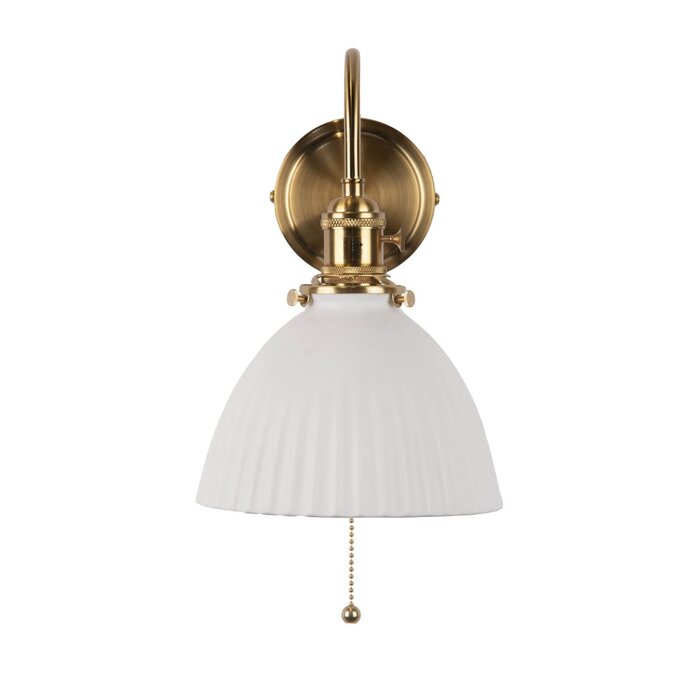 Hadano Wall Light Natural Brass & Ceramic Domed Shade