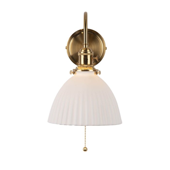 Hadano Wall Light Natural Brass & Ceramic Domed Shade