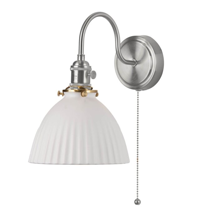 Hadano Wall Light Antique Chrome & Ceramic Domed Shade