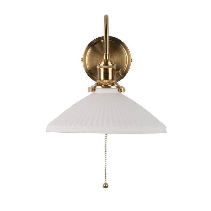 Hadano Wall Light Natural Brass & Ceramic Shallow Shade