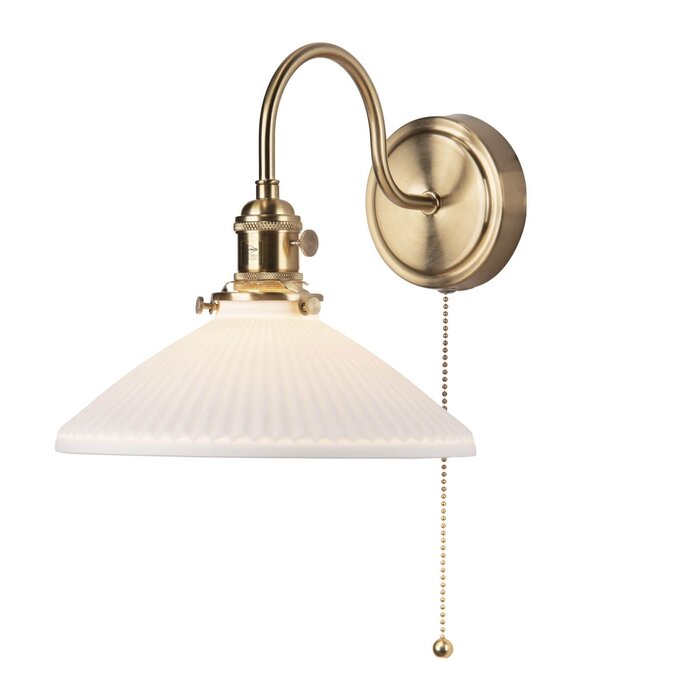 Hadano Wall Light Natural Brass & Ceramic Shallow Shade