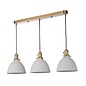 Hadano - Domed Ribbed Ceramic 3 Light Bar Pendant - Natural Brass