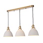 Hadano - Domed Ribbed Ceramic 3 Light Bar Pendant - Natural Brass