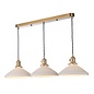 Hadano - Shallow Ceramic Shade 3 Light Bar Pendant - Natural Brass