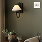 Siran - Black Wall Light with White Linen Shade