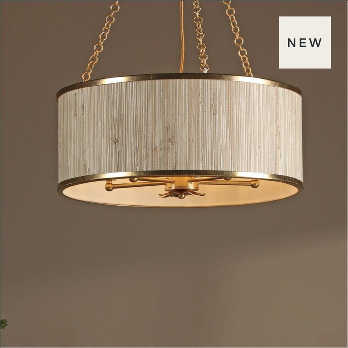 Nella - 5 Light Gold Leaf and Seagrass Shade Pendant