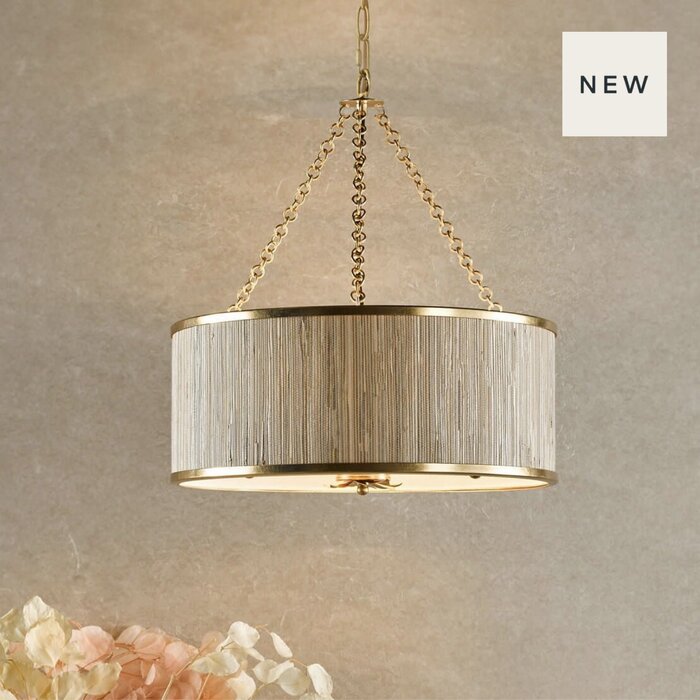 Nella - 5 Light Gold Leaf and Seagrass Shade Pendant