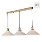 Hadano - Shallow Ceramic Shade 3 Light Bar Pendant - Natural Brass