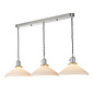 Hadano - Shallow Ceramic Shade 3 Light Bar Pendant - Antique Chrome