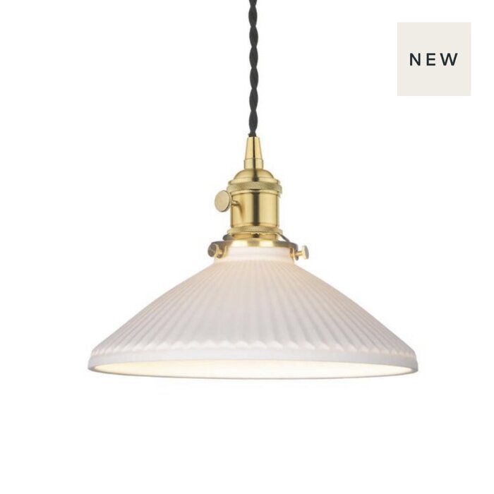 Hadano Pendant Natural Brass & Ceramic Shallow Shade