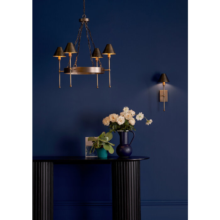 Durrell Single Brass Wall Light with Conical Brass Shade - David Hunt