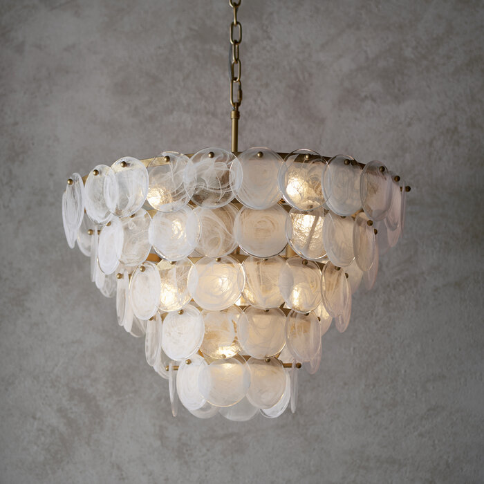 Bicchiere - Tiered Swirling White Strie Glass Feature Pendant