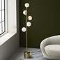 Rae - Satin Brushed Gold Floor Light with Gloss White Glass Shades