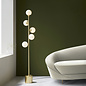 Rae - Satin Brushed Gold Floor Light with Gloss White Glass Shades