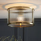 Morgan - Flush Low Ceiling Ribbed Glass and Brass Light