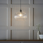 Bettina - Ribbed Clear Glass and Nickel Pendant - Medium