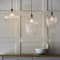 Bettina - Ribbed Clear Glass and Nickel Pendant - Medium