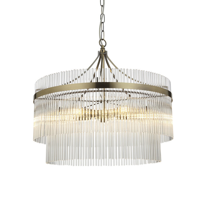 Delano - Art Deco Glass Rod Feature Light Chandelier