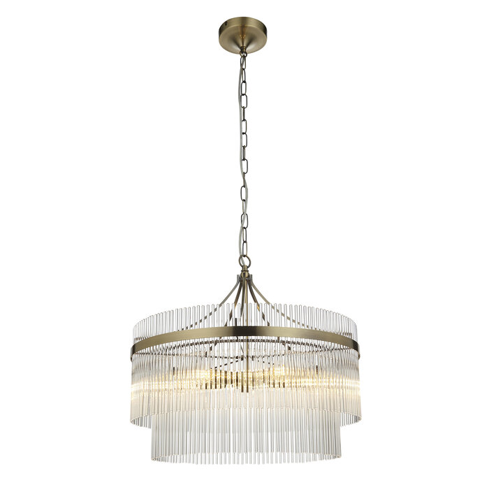 Delano - Art Deco Glass Rod Feature Light Chandelier