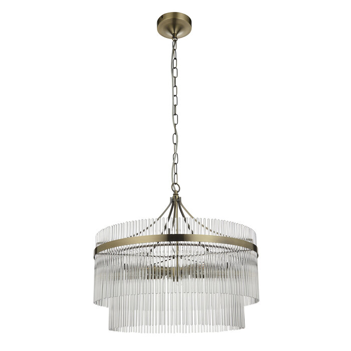 Delano - Art Deco Glass Rod Feature Light Chandelier