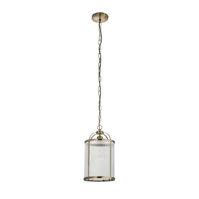 Monty - Ribbed Glass Brass Lantern Pendant Light