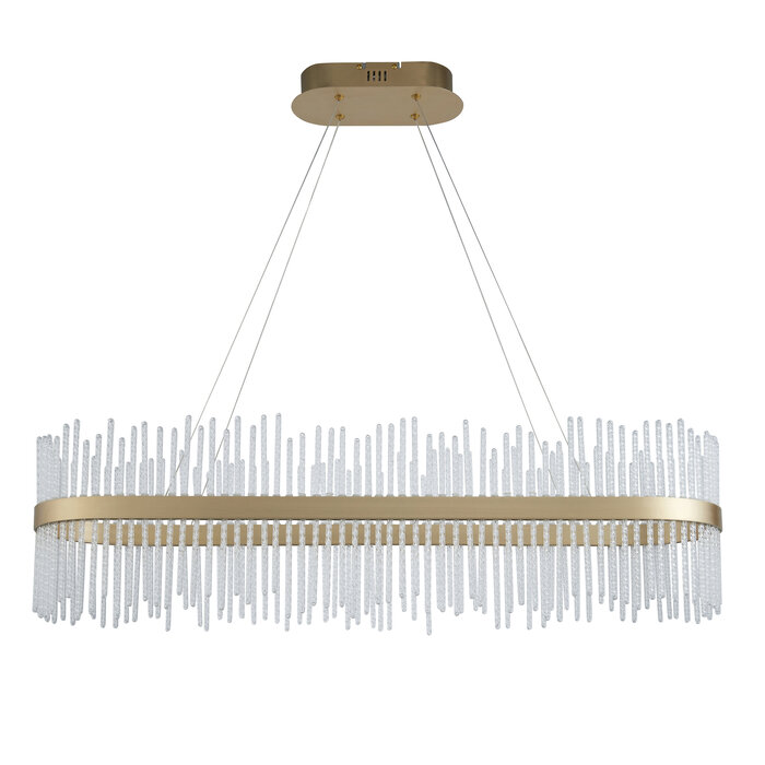 Filey - Glass Rod and Brushed Gold Linear Bar Pendant Light