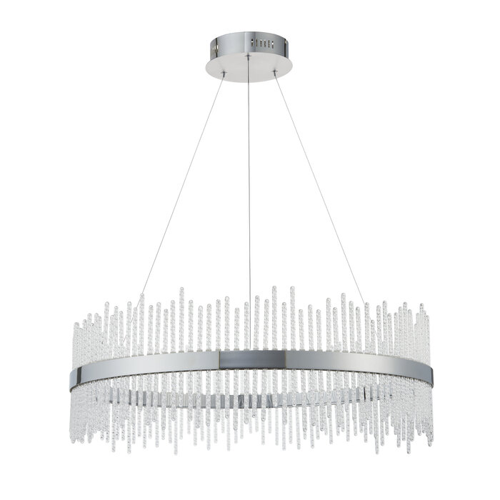 Raine -  Glass Rod & Chrome Round LED Pendant