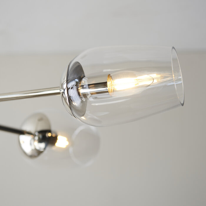 Leda - Adjustable 6 Light Pendant - Nickel & Glass