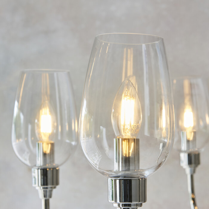 Leda - Adjustable 6 Light Pendant - Nickel & Glass