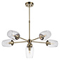 Rupert - Antique Brass 6 Light Pendant with Clear Glass and Adjustable Stem