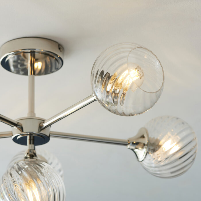 Allegra  - 6 Light Semi Flush Ceiling Light - Nickel