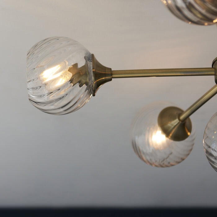 Allegra - Twisted Glass and Brass Low Ceiling Semi Flush Light