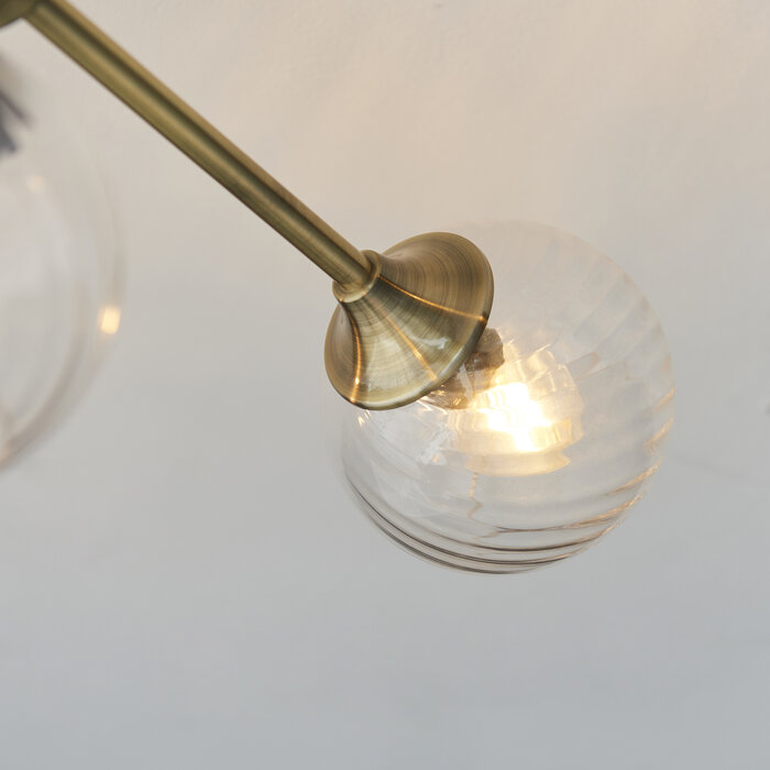 Allegra - Twisted Glass and Brass Low Ceiling Semi Flush Light