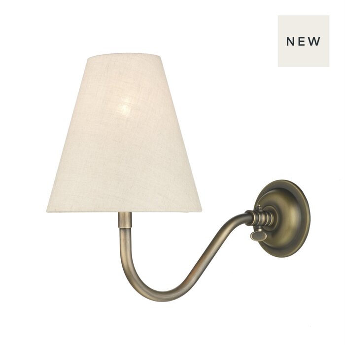 Hicks Single Wall Light in Brass with Linen Shade - David Hunt